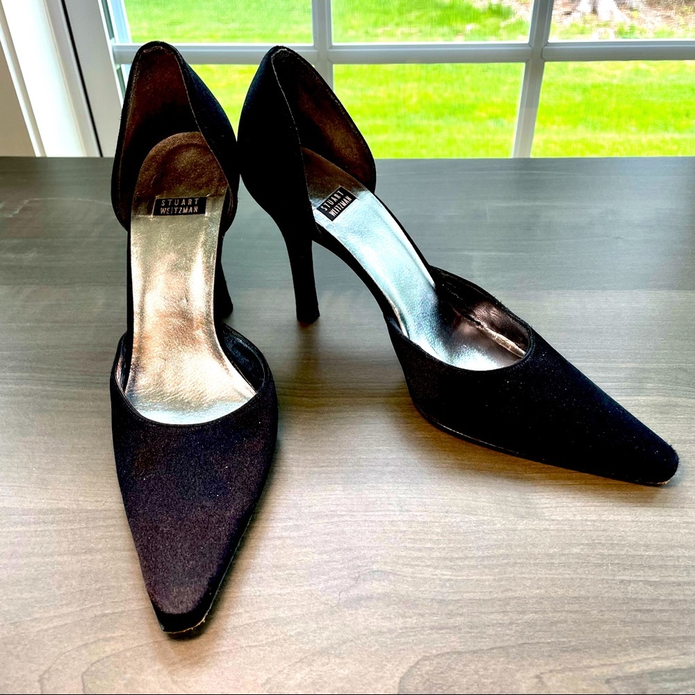 Stuart Weitzman Black D'Orsay Stiletto Heel with  Pointed Toe
